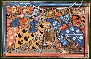 Medieval illustration of a battle during the Second Crusade