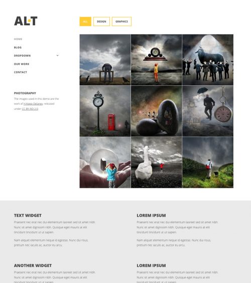 Alternate, filterable portfolio WordPress theme