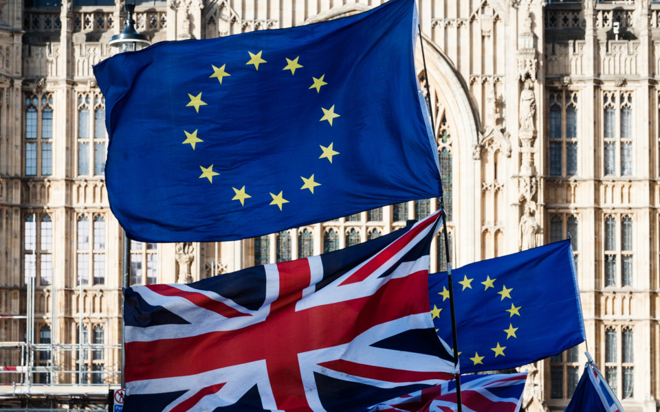 EU flags and Union flags outside the Houses of Parliament in London (picture is illustrative).