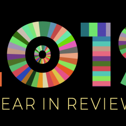 colorful letters on a black background spell out 2019: Year in Review