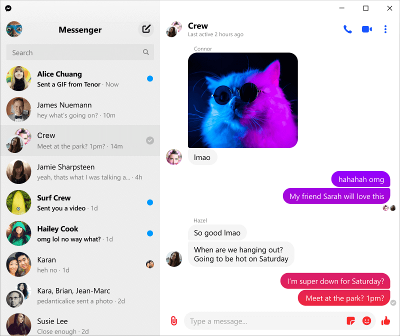 Facebook Messenger screenshot