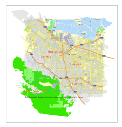 Mountain View city map, California, USA