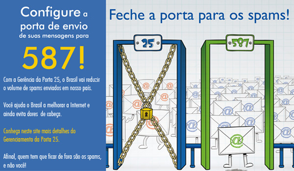 Configure a porta de envio de suas mensagens para 587!