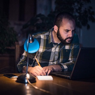 man at desk