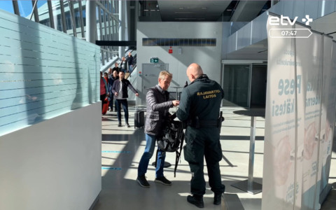 Border checks in Helsinki's western ferry terminal earlier this year.