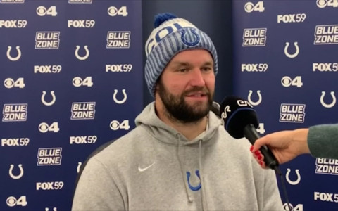 Margus Hunt being interviewed by ERR in December 2019, while he was still with the Colts.