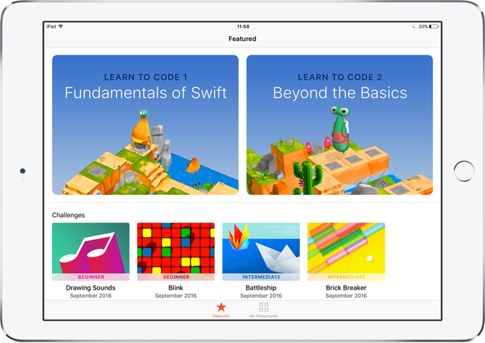 Swift Playgrounds startscherm