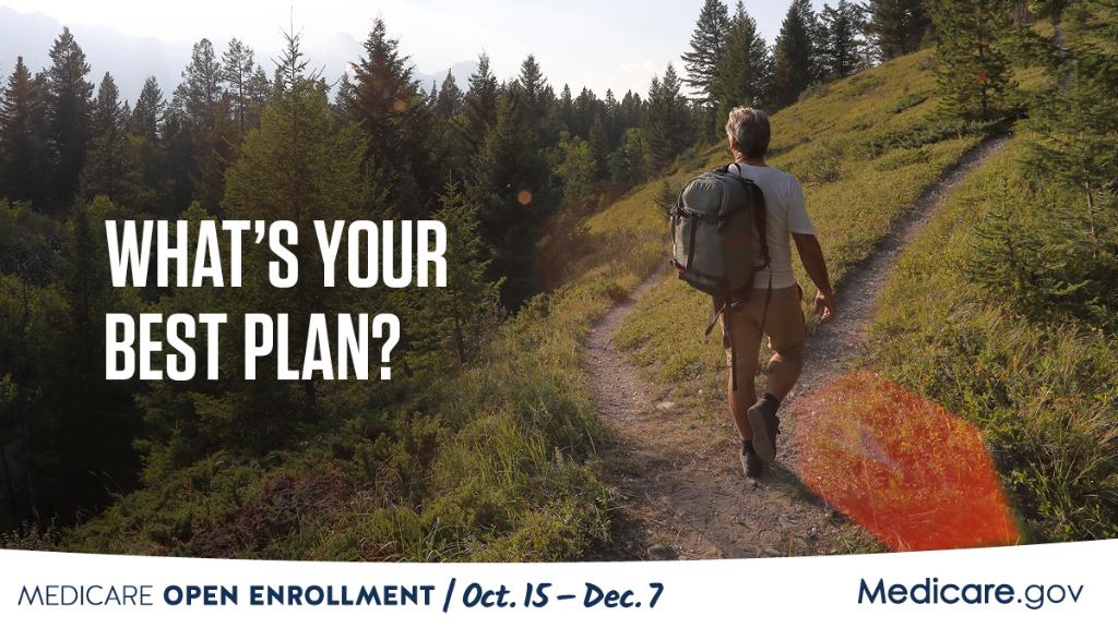 A man walking up a hiking trail. Words read "What's your best plan?"