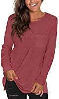 NSQTBA Womens Long Sleeve Shirts for Leggings Tops Loose Fitting Fall Clothes