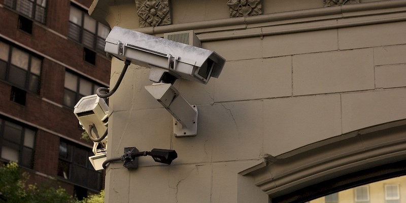 A CCTV camera on a street corner. Photo: Daniel Naish. CC BY 2.0. 
