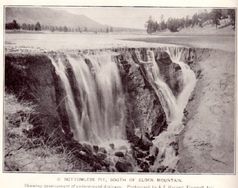 Water cascading into hole