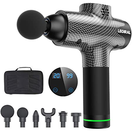 Massage Gun for Athletes, Portable Body Muscle Massager Professional Deep Tissue Massage Gun for Pain Relief with 6 Massage Heads 20 Speed High-Intensity Vibration Rechargeable Legiral Le3 Massage Gun