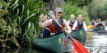 Two people in a Canadian Canoe