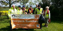 Volunteers take a break from painting Atherstone Locks