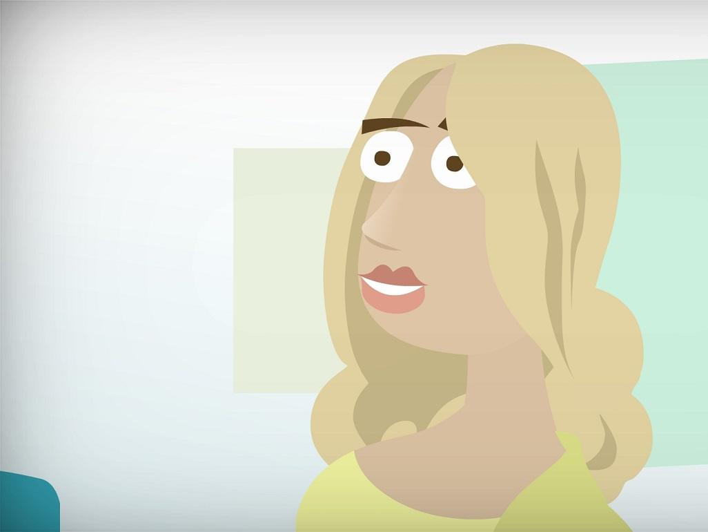 Animated woman looking uncomfortable