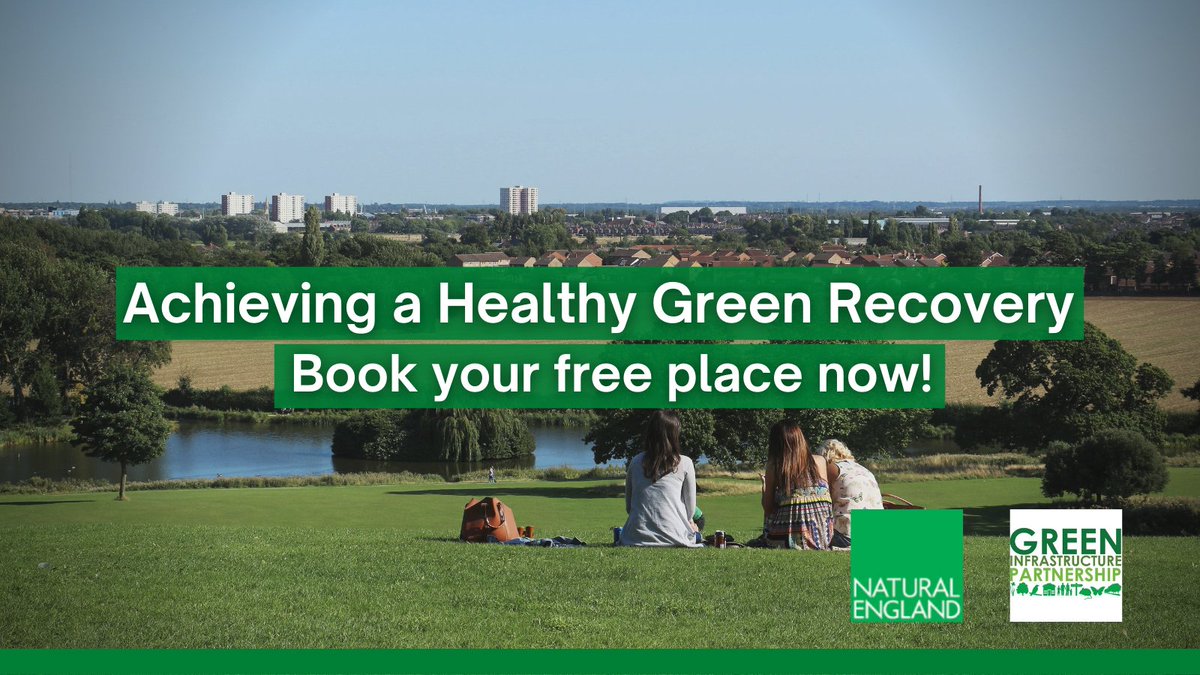 Achieving a Healthy Green Recovery. Book your free place now! Image of a park overlooking a city.