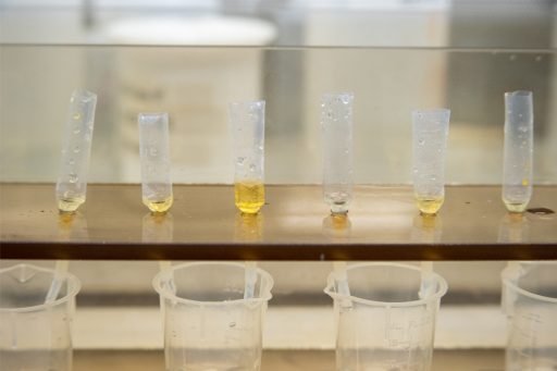 Rock samples are purified to test for thallium isotopes at the National High Magnetic Field Laboratory. (Stephen Bilenky / National High Magnetic Field Laboratory)