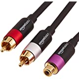 Amazon Basics 2-Male to 1-Female RCA Y-Adapter Splitter Cable - 12-Inch, 10-Pack