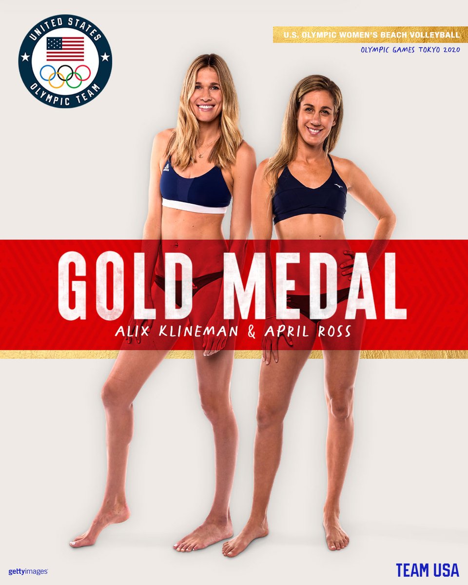 team usa beach volleyball team alix klineman and april ross take the gold/silver medal after their win/loss to australia. 