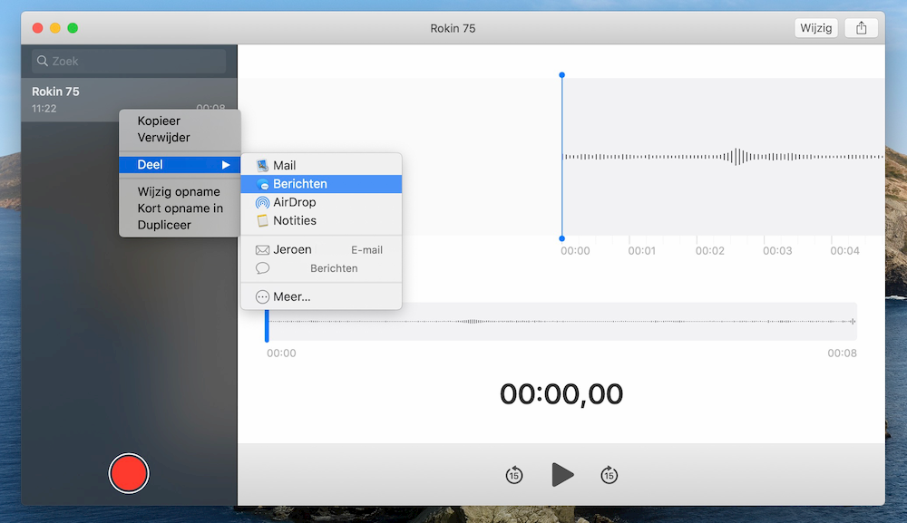 Spraakmemo delen Mac