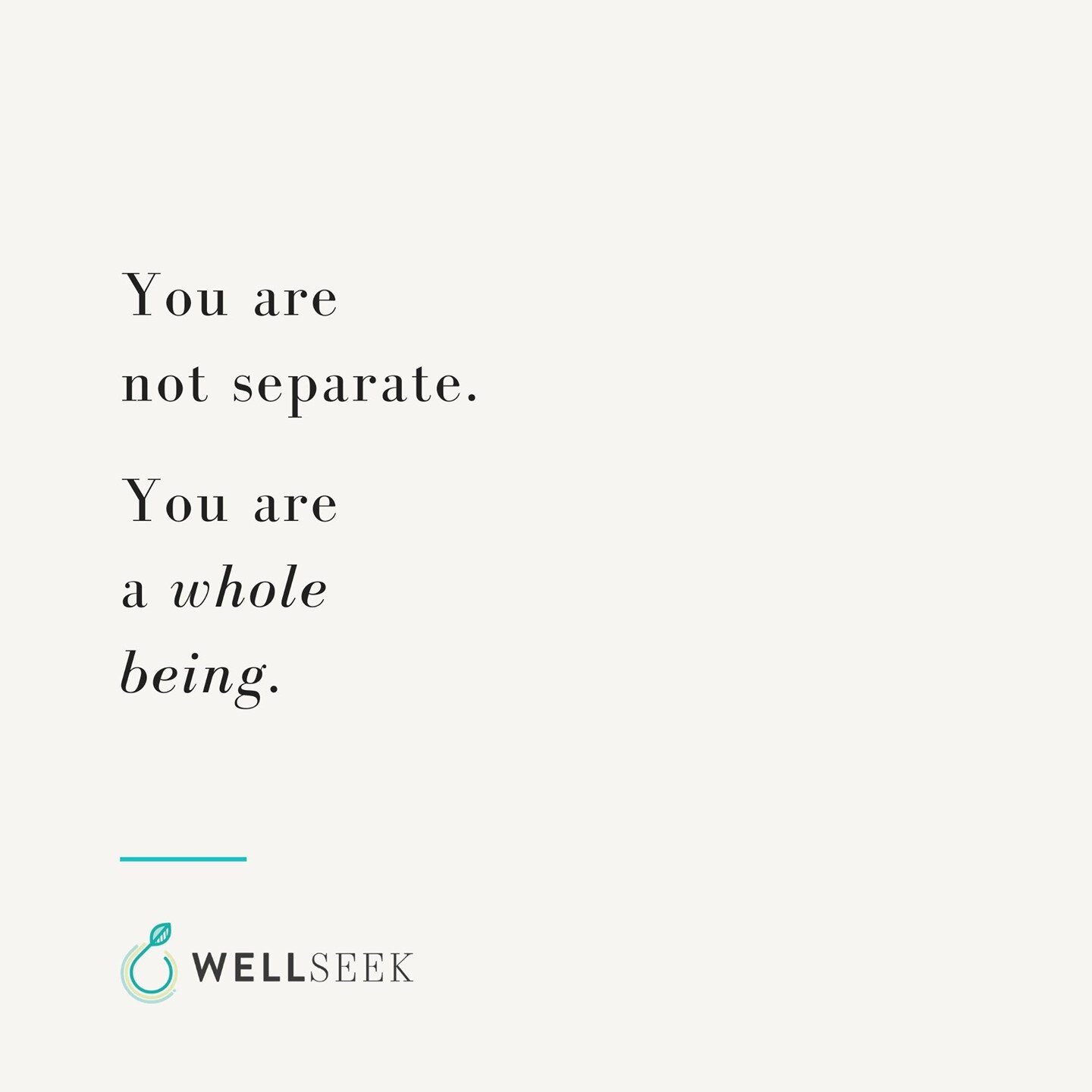 Weekdays, weekends. ⁠
Family, career. ⁠
Personal interests, professional goals.⁠
⁠
We often spend our time defined by roles and functions that separate different parts of our lives.⁠
⁠
Yet it&rsquo;s important to remember this division of time and attention is human-made. ⁠
⁠
A separation that prevents us from seeing all the ways in which our choices are intertwined and connected, and is part of one life.⁠
⁠
So just remember &mdash; ⁠
⁠
You are not separate. You are a whole being.