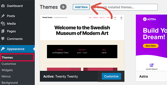 Add new WordPress theme