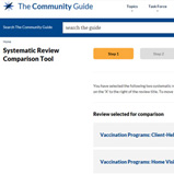 The first step of the Community Guide Comparison Tool