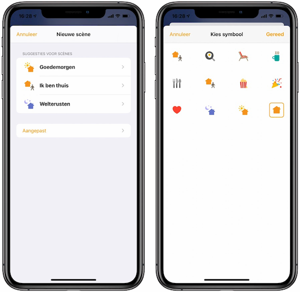 Scène toevoegen Woning-app HomeKit