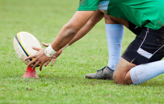 Rugby player with ball