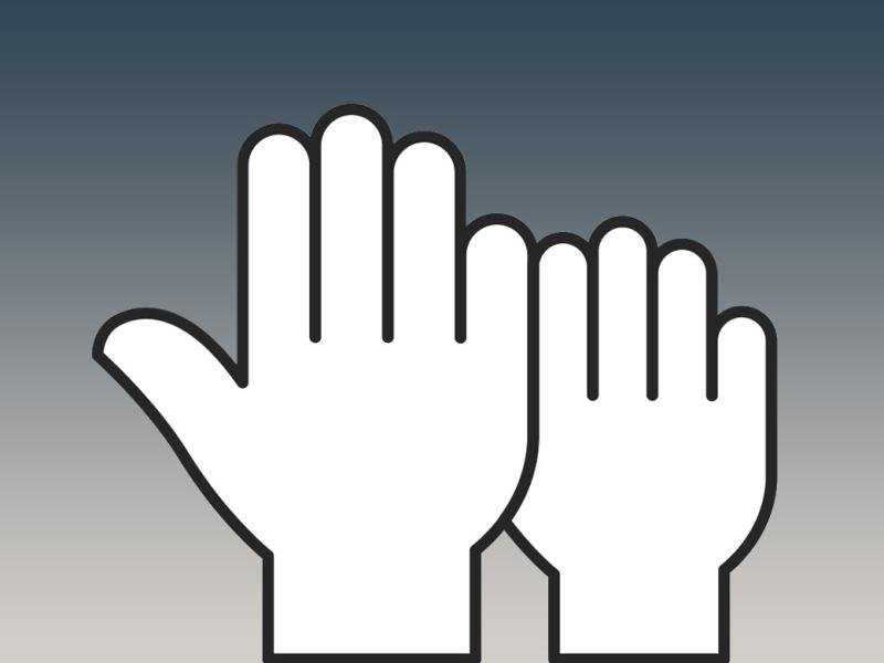 Graphic illustration of two raised hands