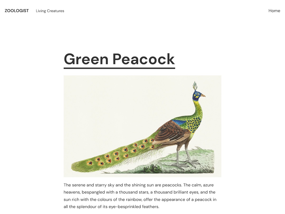 Zoologist is a simple blogging theme that supports full-site editing.