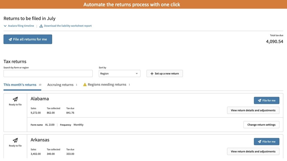 Avalara Returns screenshot 2
