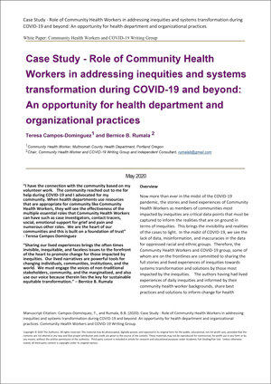 Case Study: The Role of Community Health Workers in addressing inequities