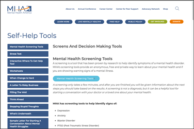 MHA Self-Help Tools