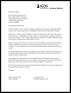 Letter from AZ-ACOG to Representative Carter