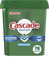 Cascade Complete Dishwasher-Pods, ActionPacs Dishwasher Detergent Tabs, Fresh Scent, 78 Count (Packaging May Vary)