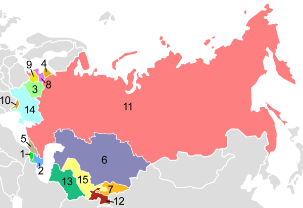 Mappa delle repubbliche sovietiche