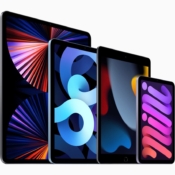 iPad line-up van 2021 modellen schuin.