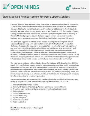 State Medicaid Reimbursement for Peer Support