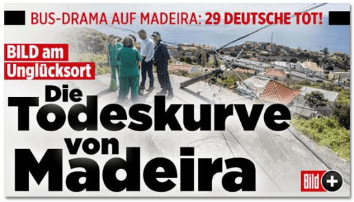 Screenshot Bild.de - Bild am Unglücksort - Die Todeskurve von Madeira