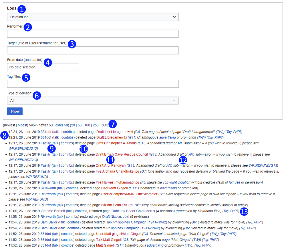 Screenshot delete log of enwiki on Jun 26 2019.png