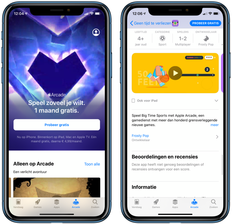 Apple Arcade pagina met details.