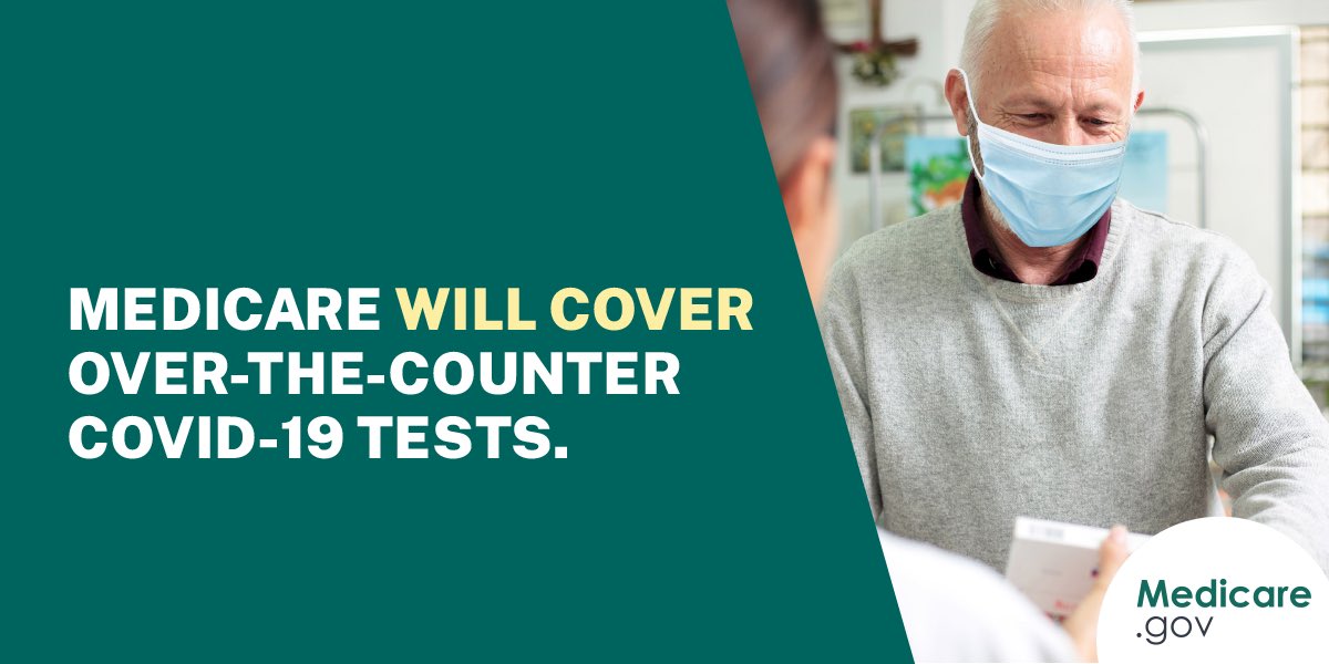 Good news for #Medicare beneficiaries! Over-the-counter #COVID19 test kits will be coveyfor free in early spring from participating providers and pharmacies. Up to 8 tests per month per person.