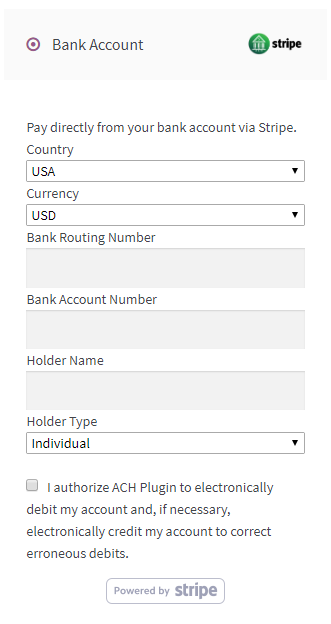 Woocommerce Stripe ACH Payment Gateway screenshot 0