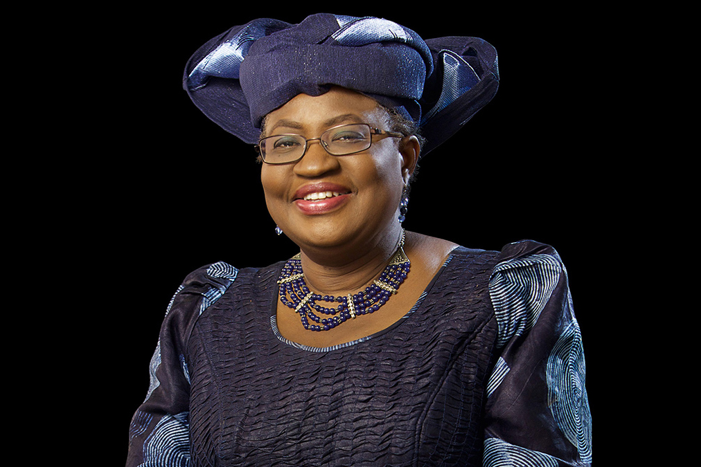 Head and shoulders shot of Ngozi Okonjo-Iweala. She is smiling broadly.