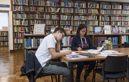 Students studying in the library