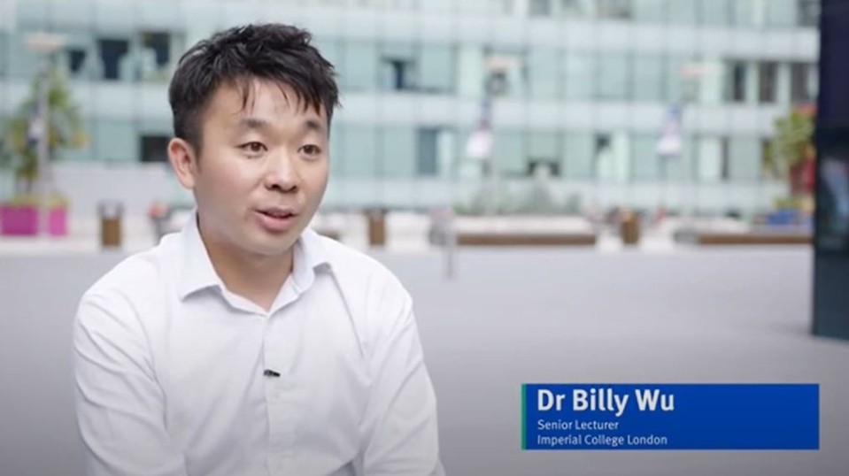 Still from a video of Dr Billy Wu