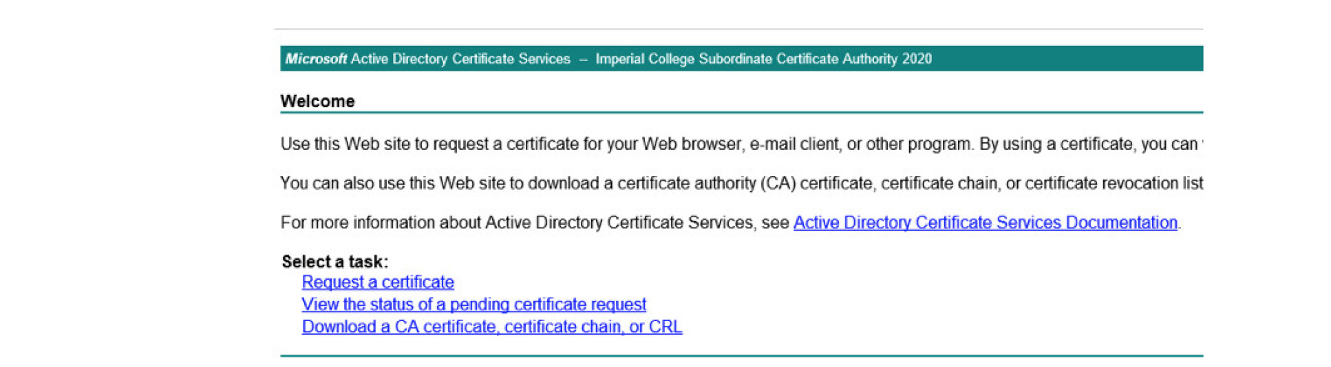 Request certificate