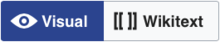 Toggle button showing visual and wikitext options; visual option is selected.