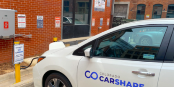 The electric vehicle at The Alliance Center is connected to Fermata Energy's V2X system.